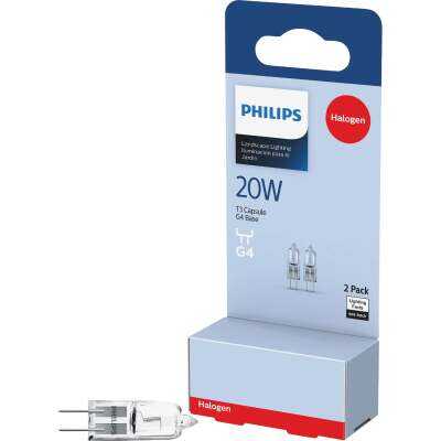 Philips 20W 12V Clear G4 Base T3 Halogen Landscape & Cabinet Light Bulb (2-Pack)